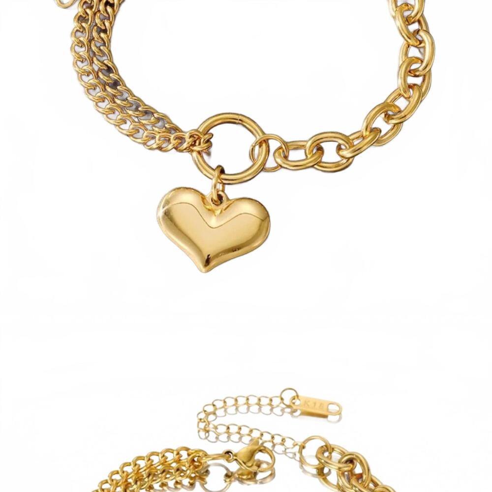 Gold Heart Charm Bracelet